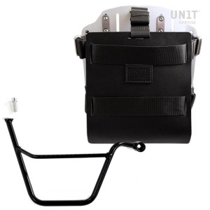 Portabolsas de aluminio con frontal de cuero ajustable y liberación rápida + bastidor triumph bonneville t100 (2001-2016) derech