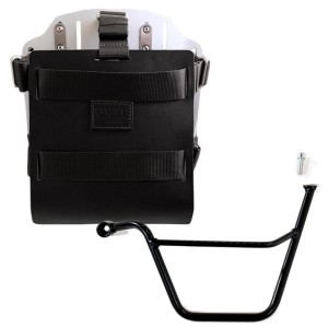 Portabolsas de aluminio con frontal de cuero ajustable y liberación rápida + bastidor triumph bonneville t100 (2001-2016) izquie