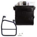 Portabolsa de aluminio con frontal de cuero ajustable, enganche rápido y marco