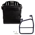 Portabolsa de aluminio con frontal de cuero ajustable, enganche rápido y marco