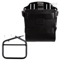 Portabolsa de aluminio con frontal de cuero ajustable, enganche rápido y marco