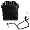 Portabolsa de aluminio con frontal de cuero ajustable, enganche rápido y marco