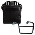 Portabolsa de aluminio con frontal de cuero ajustable, enganche rápido y marco