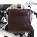 Porta bolsos en aluminio con frontal de cuero ajustable