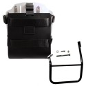 Portabolsa de aluminio con frontal de cuero ajustable, enganche rápido y marco