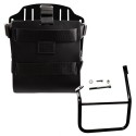 Portabolsa de aluminio con frontal de cuero ajustable, enganche rápido y marco