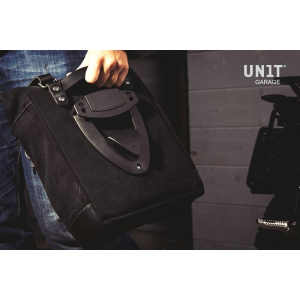 Bolso lateral en serraje + marco guzzi v85 tt