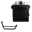 Portabolsa de aluminio con frontal de cuero ajustable, enganche rápido y marco