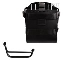Portabolsa de aluminio con frontal de cuero ajustable, enganche rápido y marco