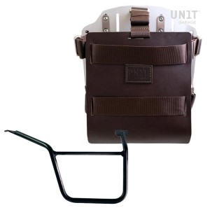 Portabolsa de aluminio con frontal de cuero ajustable, enganche rápido y marco pan america 1250