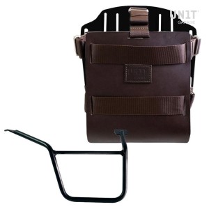 Portabolsa de aluminio con frontal de cuero ajustable, enganche rápido y marco pan america 1250