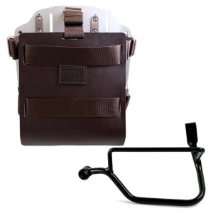 Portabolsa de aluminio con frontal de cuero ajustable, enganche rápido y marco street twin-speed twin 900 (2016 en adelante)