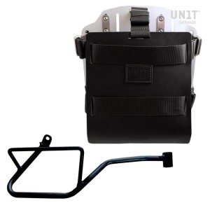 Portabolsa de aluminio con frontal de cuero ajustable, enganche rápido + cuadro derecho moto guzzi v7 euro5