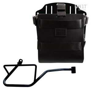 Portabolsa de aluminio con frontal de cuero ajustable, enganche rápido + cuadro derecho moto guzzi v7 euro5