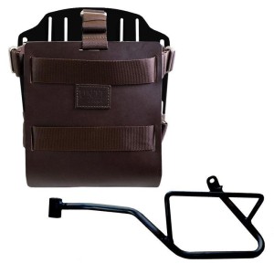 Portabolsa de aluminio con frontal de cuero ajustable, enganche rápido + marco izquierdo moto guzzi v7 euro5