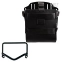 Portabolsa de aluminio con frontal de cuero ajustable, enganche rápido y marco