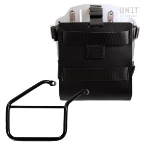 Portabolsas de aluminio con frontal de cuero regulable, enganche rápido y marco