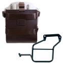 Portabolsas de aluminio con frontal de cuero regulable, enganche rápido y marco
