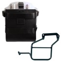 Portabolsas de aluminio con frontal de cuero regulable, enganche rápido y marco