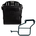 Portabolsas de aluminio con frontal de cuero regulable, enganche rápido y marco