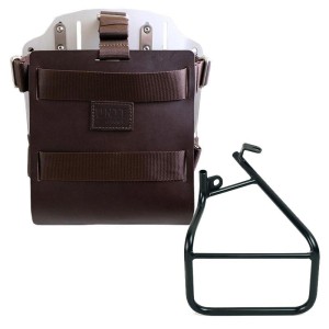 Porta bolsa de aluminio con frontal de cuero regulable, enganche rápido y cuadro sportster s 1250