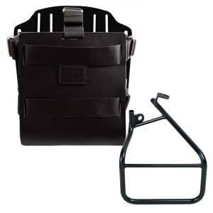 Porta bolsa de aluminio con frontal de cuero regulable, enganche rápido y cuadro sportster s 1250