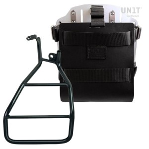 Porta bolsa de aluminio con frontal de cuero regulable, enganche rápido y cuadro sportster s 1250