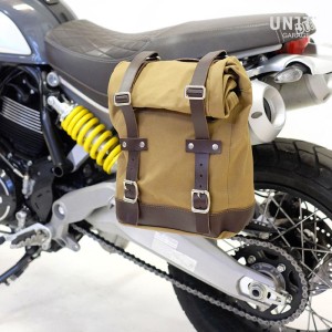 Alforja lateral scram en lona 22l-30l + subchasis izquierdo ducati scrambler 1100
