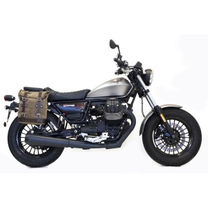 Alforja lateral scram split cuero 22l-30l + cuadro bobber guzzi v9 derecha