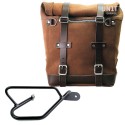 Alforja lateral scram split cuero 22l-30l + cuadro bobber guzzi v9 derecha