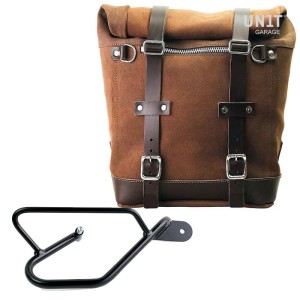 Alforja lateral scram split cuero 22l-30l + cuadro bobber guzzi v9 derecha