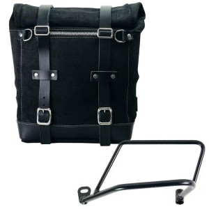 Alforja lateral scram split cuero 22l-30l + chasis izquierdo kawasaki z650rs - z900rs