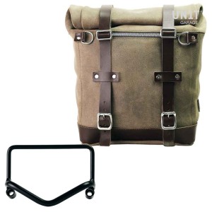 Alforjas laterales scram de cuero partido 22l-30l + marco r18 para escape fishtail