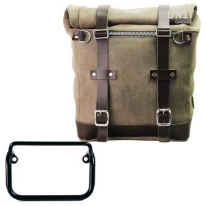 Alforja lateral scram 22l-30l split cuero + chasis r18 para tubo de escape recto