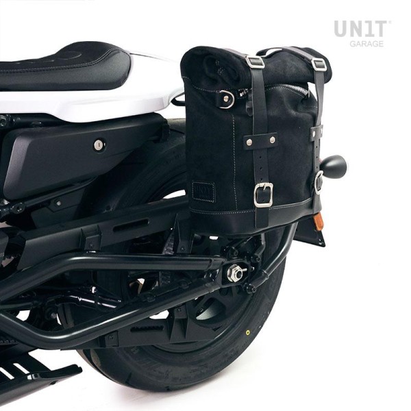 Alforja lateral scram split cuero 22l-30l + sportster s 1250 cuadro izquierdo