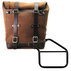 Alforja lateral scram split cuero 22l-30l + subchasis izquierdo triumph trident 660