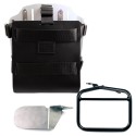 Portabolsas de aluminio con frontal de cuero regulable, enganche rápido y marco derecho