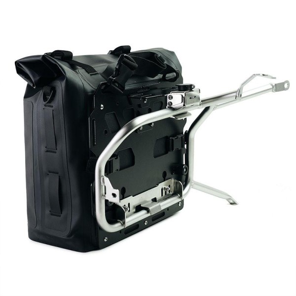 Dos bolsas laterales khali en tpu 35l - 45l + par de placas de aluminio con marcos r1200gs lc - r1250gs & adv