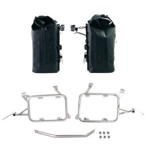 Dos bolsas laterales khali en tpu 35l - 45l + par de placas de aluminio con marcos r1200gs lc - r1250gs & adv