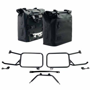 Dos alforjas laterales khali de tpu de 35l - 45l + par de placas de aluminio con marcos para moto guzzi stelvio (a partir de 202