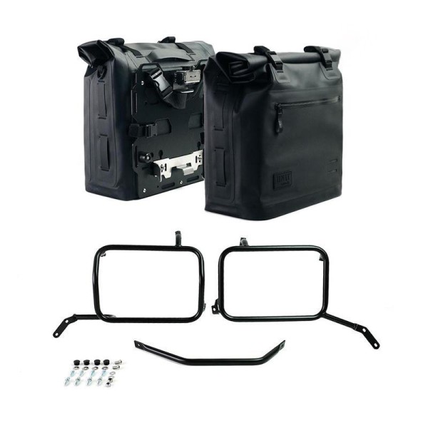 Dos bolsas laterales khali en tpu 35l - 45l + par de placas de aluminio con chasis moto guzzi v85tt