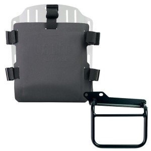 Portabolsa de aluminio con frontal ajustable de hypalon y enganche rápido + cuadro royal enfield himalayan, scram 411 izquierda