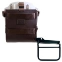 Portabolsa de aluminio con frontal de cuero ajustable y enganche rápido + cuadro royal enfield himalayan, scram 411 izquierda