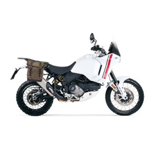 Alforja lateral de cuero dividido 10l-14l + marco derecho ducati desertx
