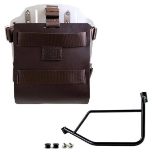 Portabolsas de aluminio con frontal de cuero regulable y enganche rápido + chasis izquierdo ducati desertx