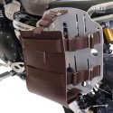 Portabolsas de aluminio con frontal de cuero regulable, enganche rápido y chasis derecho ducati desert sled