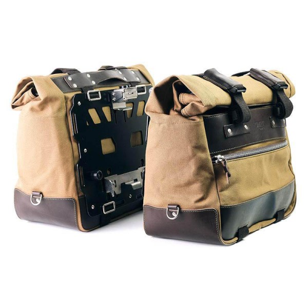Par de maletas laterales cult en canvas 40l - 50l + par de placas de aluminio