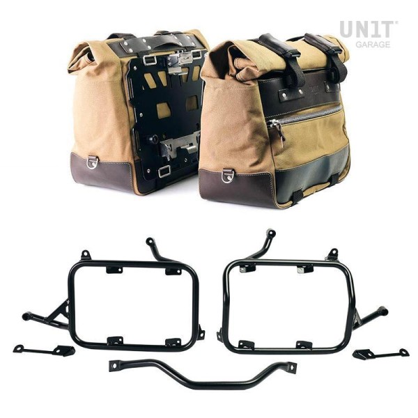 Par de bolsas laterales cult en canvas 40l - 50l + par de placas de aluminio + marcos para bolsas de aluminio bmw r1300gs
