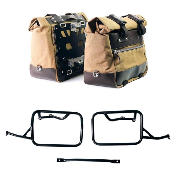 Par de bolsas laterales cult en canvas 40l - 50l + par de placas de aluminio + marcos para bolsas de aluminio bmw r12 ninet
