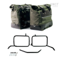Par de maletas laterales cult en canvas 40l - 50l + par de placas de aluminio + marco de bolsa de aluminio moto guzzi v85tt negr